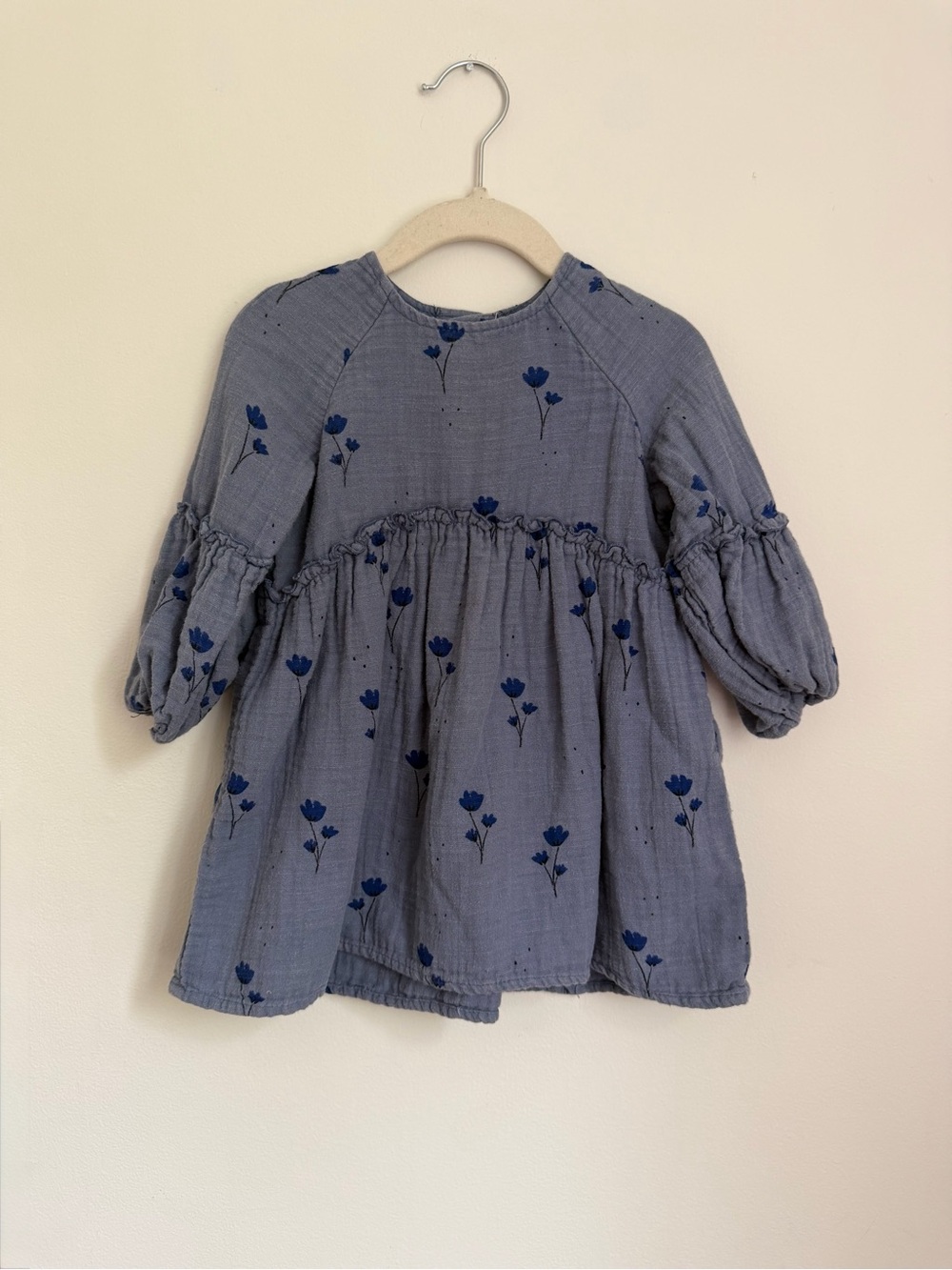 Zara Girls' Blue Floral Cotton Dress (Size 2-3)